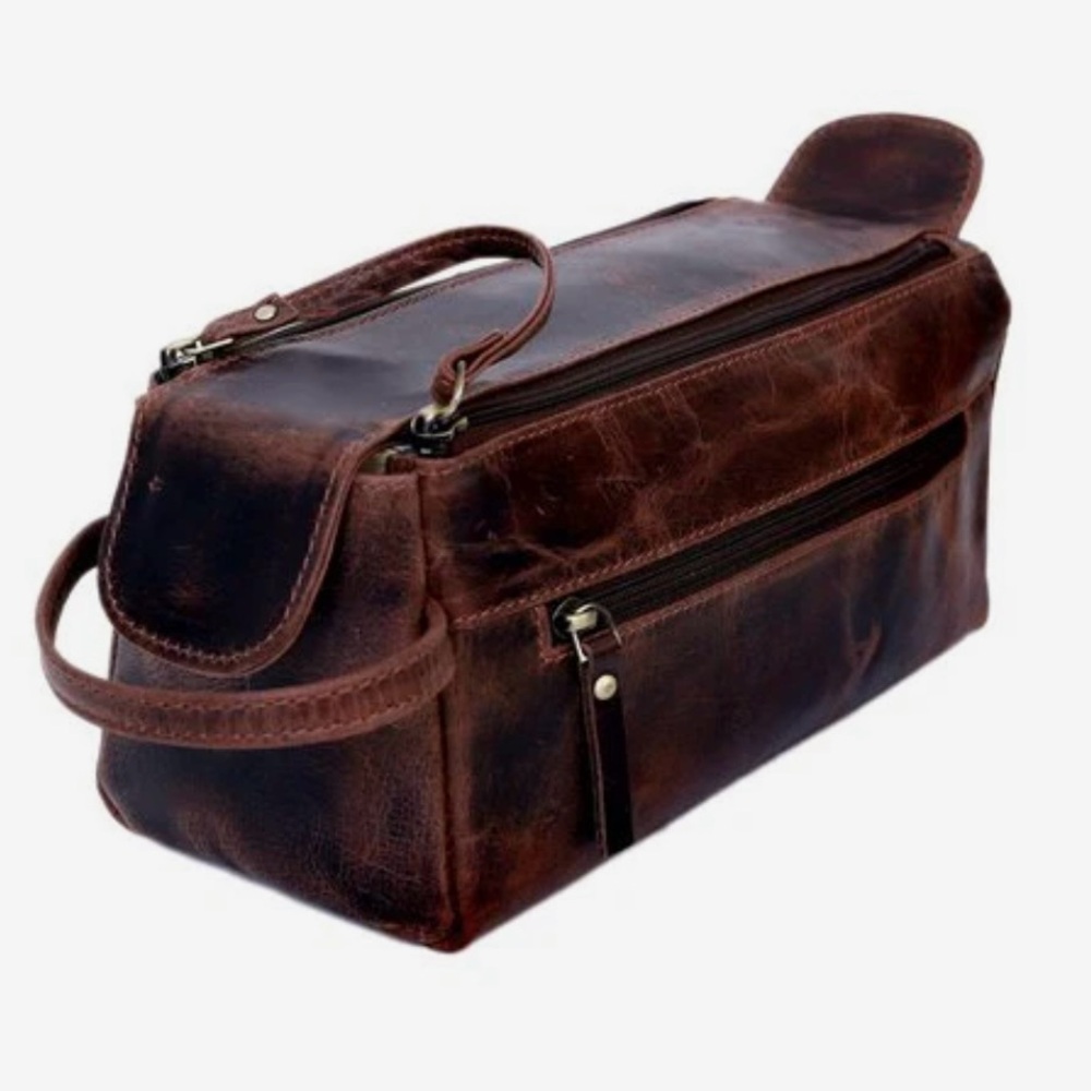 Leather Dark Brown Toiletry Bag